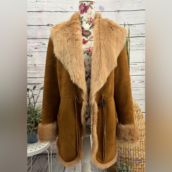 Blue Duck Shearling Jacket w/Fox Collar and Cuffs Size L (REVERSIBLE!!) - Picture 3 of 12